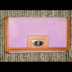 Céline Lavender Wallet with Brown/tan Leather trim